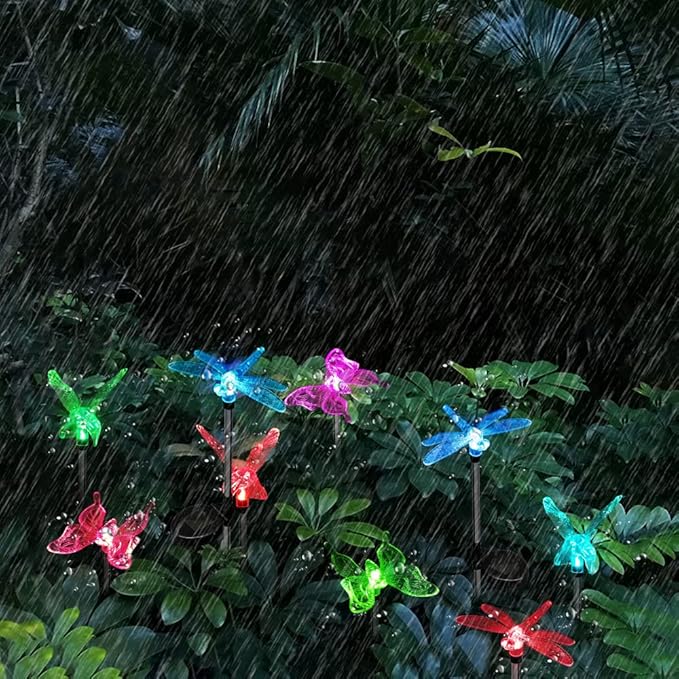 Anordsem Solar Lights Outdoor Decorations: Garden Stake Light Waterproof for Yard Decor Outside - LED Dragonfly Hummingbird Butterfly Lamp for Patio Pathway Home