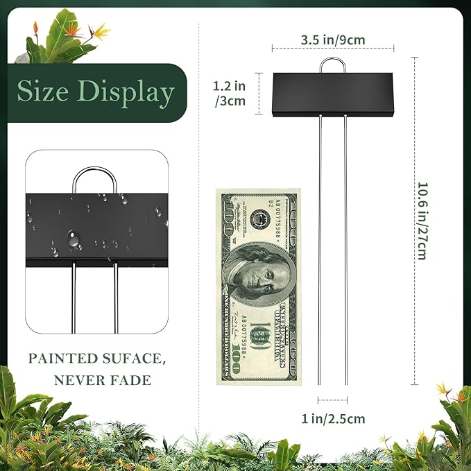 30 Pack Metal Plant Labels for Outdoor Garden Waterproof Plant Markers, Labels Garden Markers for Seedlings Herbs Vegetable Greenhouse Gifts with Pen - Black