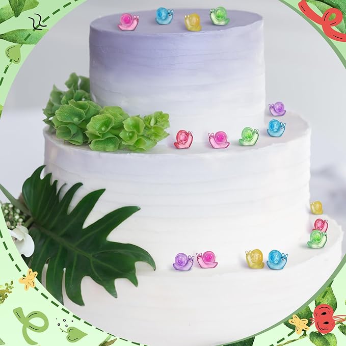 180 Pcs Luminous Resin Snail Miniatures Mini Animals Figures Cute Snail Figurine Fairy Decor Animal Ornament for Garden Landscape Home Accessories Craft Cake Decoration DIY