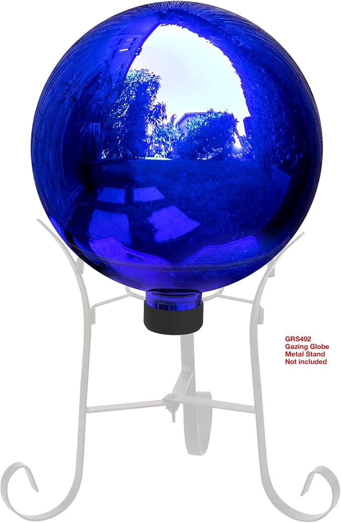 Alpine Corporation 10" Diameter Indoor/Outdoor Glass Gazing Globe Festive Yard Décor, Blue