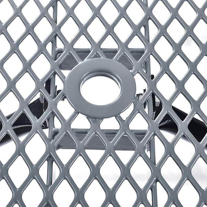 Global Industrial 8’L Rectangular Picnic Table, Expanded Metal, Gray Thermoplastic Coating, Attached Benches, 1-1/2” Umbrella Pole Hole, Outdoor-Rated, 1000 lb Capacity, 96” x 30” Tabletop