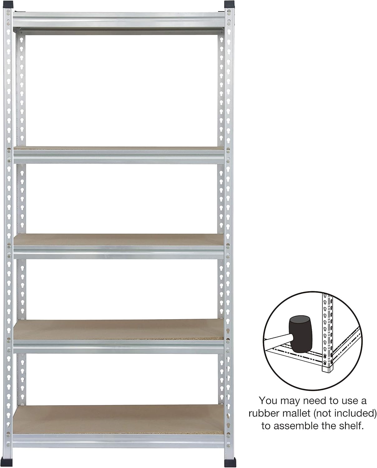 Amazon Basics Medium Duty Storage Shelving Double Post Press Board 5 Tier Shelf, Aluminum, 36 x 18 x 72