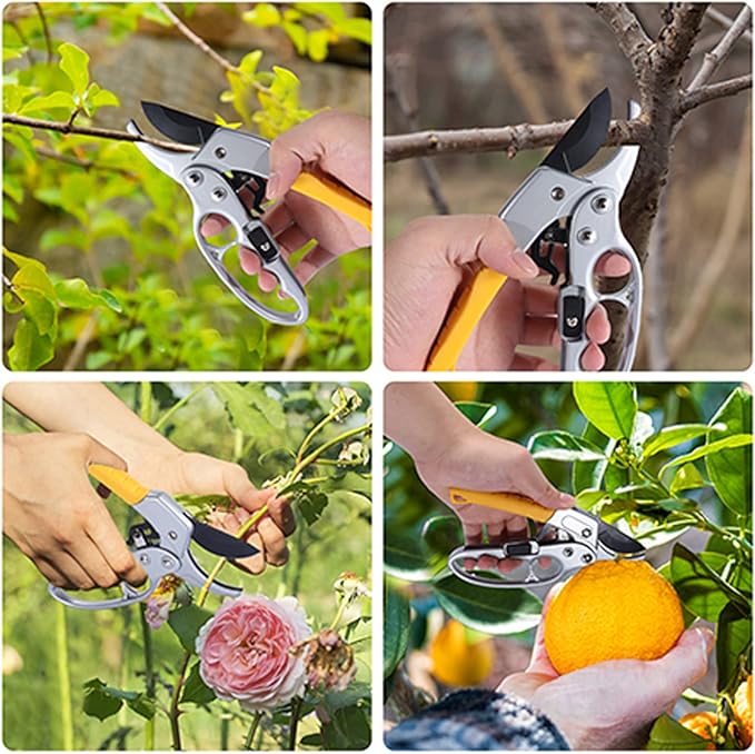 Garden Clippers, Premium Germany Pruners, Work 3 Times Easier, Professional Pruning Shears, Cutting Rose, Flower, Hedge, Stem, Sharp Scissors Gardening Tools, Arthritis Weak Hand Snips