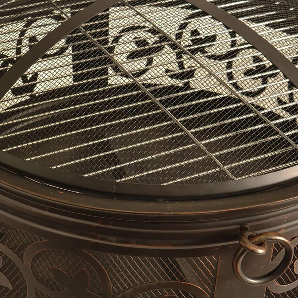 26 Inch Steel Deep Bowl Fire Pit with Cooking Grid, Weather Cover, Spark Screen, and Poker - Model# BFPW26W-CC Metal