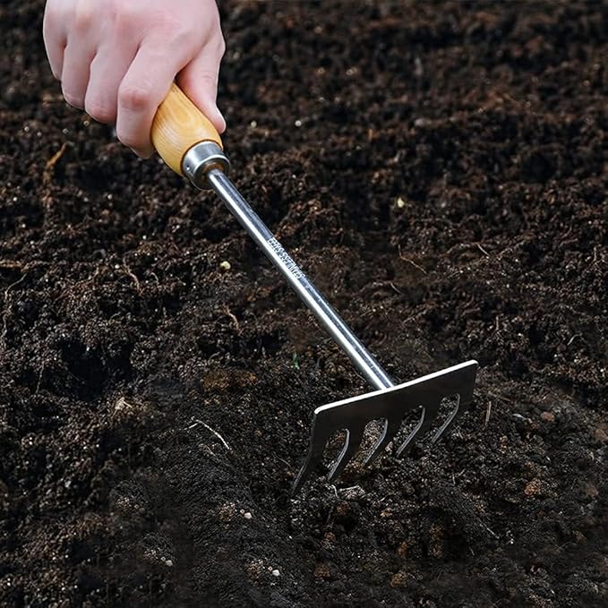 Gardtech Garden Tool Set, Made by Real Ash Wood Handle and Thicken Stainless Steel- 3 Pcs Including Garden Hand Trowel, Transplant, Cultivator-Gardening Gifts for Gardener