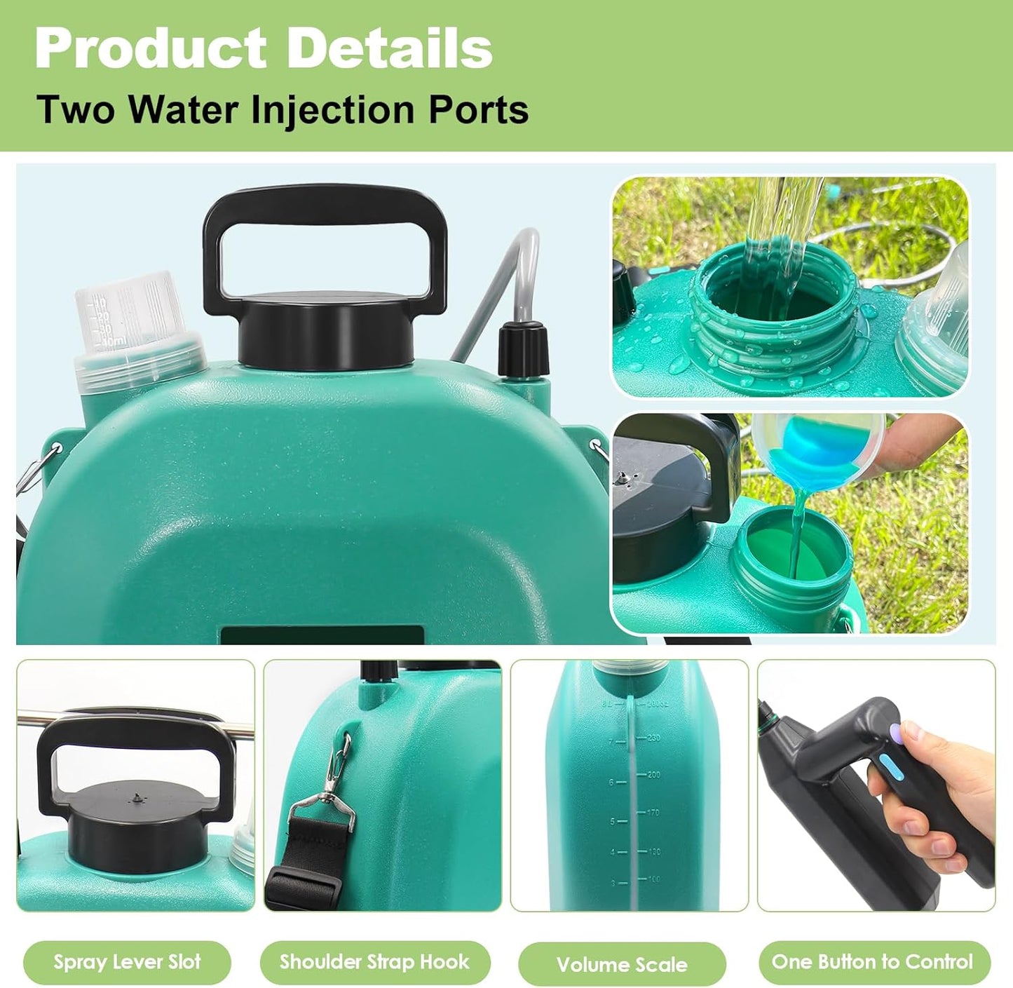 Battery Powered Sprayer 2 Gallon, Upgrade Powerful Electric Garden Sprayer with 3 Mist Nozzles, Rechargeable Handle, Retractable Wand, Adjustable Shoulder Strap for Lawn,Garden,Cleaning