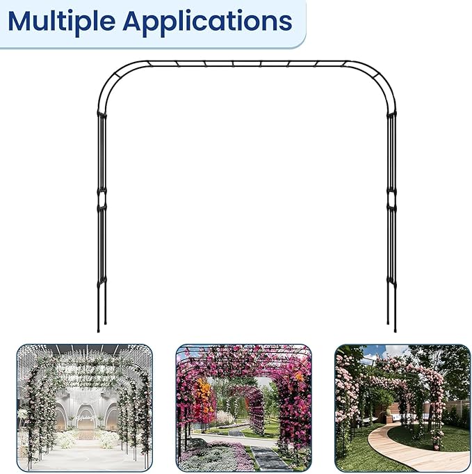 Garden Arch Arbor Trellis, 126" L x 94.5" H, Metal Archway for Climbing Plants Outdoor, Wide Sturdy Garden Arch for Lawn, Party, Ceremony Wedding Decoration