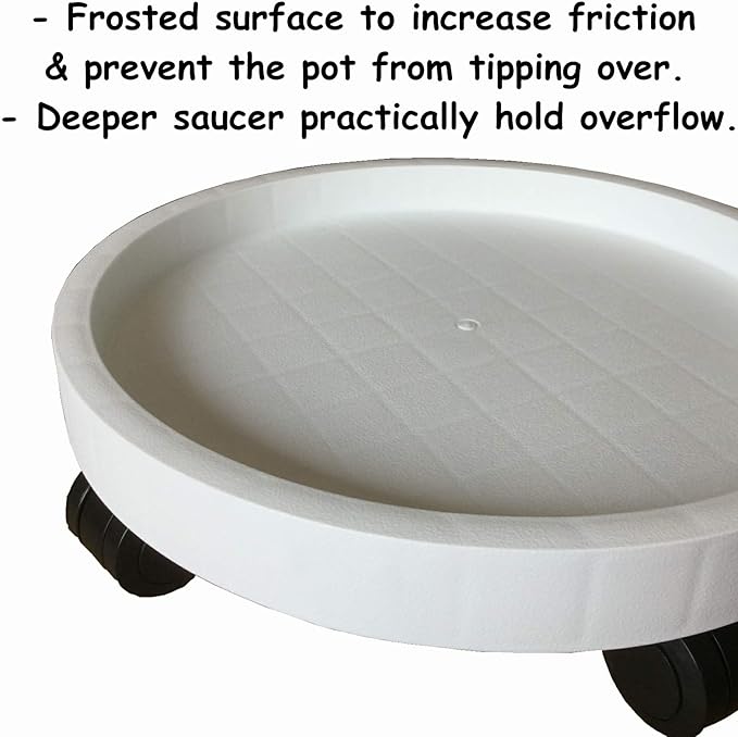 2 Pack of 12.6 Inch Heavy Duty Plant Caddy with Wheels,Rolling Plant Stand Pot Trolley,Wheeled Planter Saucer Tray,Potted Flower Mover Dolly with Casters Round Coaster for Indoor Outdoor