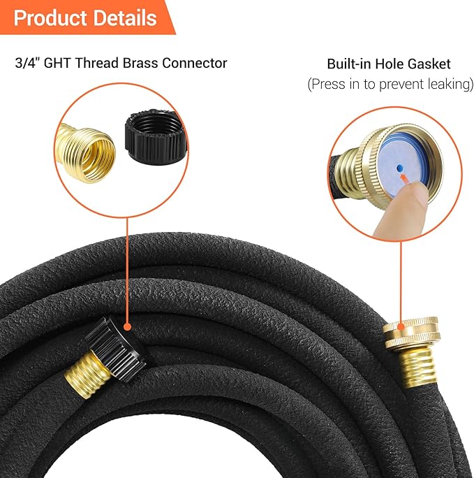 MAMIZO Soaker Hose Kit 100 ft 1/2", Solid Brass Connectors Rubber Longer Lasting, Heavy Duty Drip Hose to Save 70% Water, Soaker Hose for Garden, Lawn and Yard