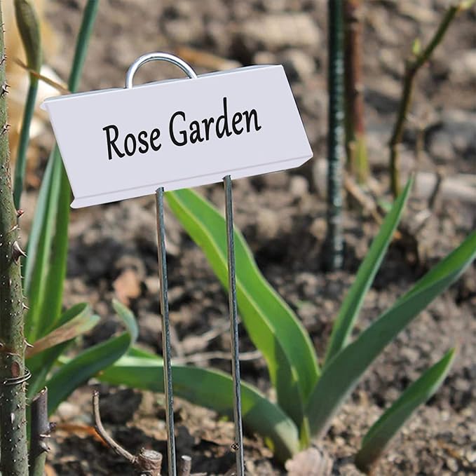 30pcs Plant Labels for Outdoor Garden Waterproof Plant Markers for Outdoor Plants, 11inch Metal Plant Tags and Labels Garden Markers for Seedlings Herbs Vegetable Greenhouse Gifts (White)