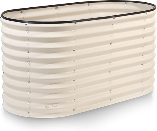 Galvanized Raised Garden Beds Outdoor // 4×2×2 ft Planter Raised Beds for Gardening, Vegetables, Flowers // Large Metal Garden Box (White) // Patented Tool-Free Design