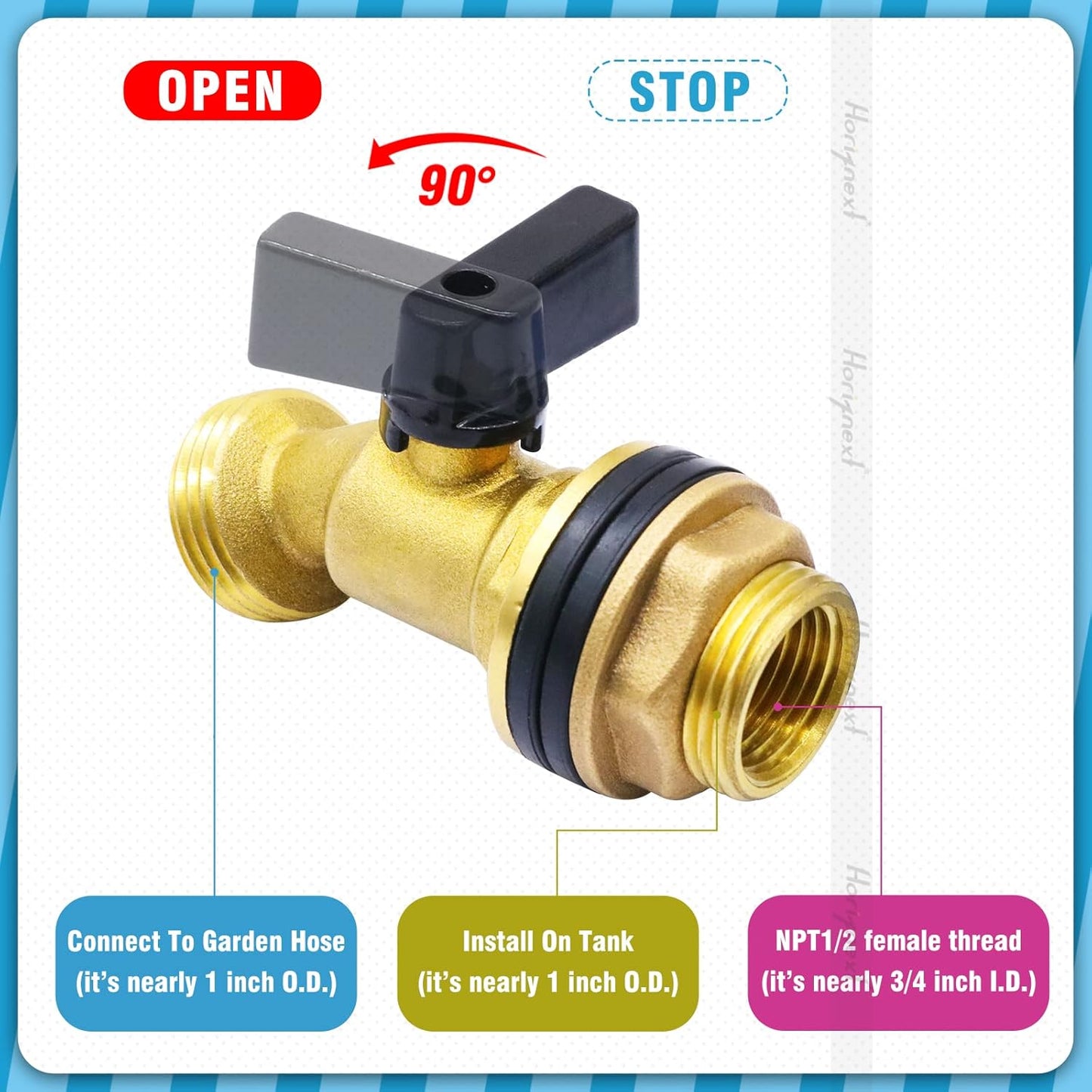 GHT 3/4 spigot for rain barrel parts kit, brass water barrel spigots accessories for 5/25 / 50/55 gallon bucket, garden hose connector adapter bulkhead fitting and drain valve diy kits