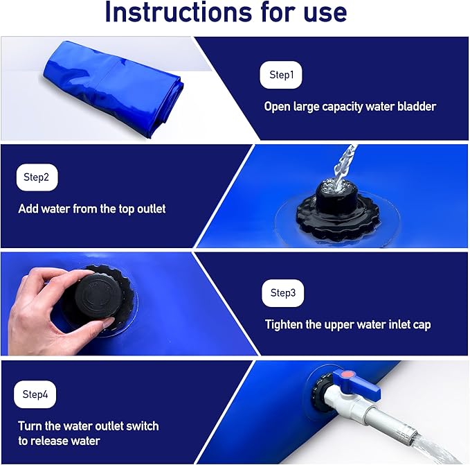 30Gal Portable Water Storage Bladder, Foldable Large Capacity Container Water Tank, Agricultural Irrigation, Camping, Firefighting, Outdoor Household Water