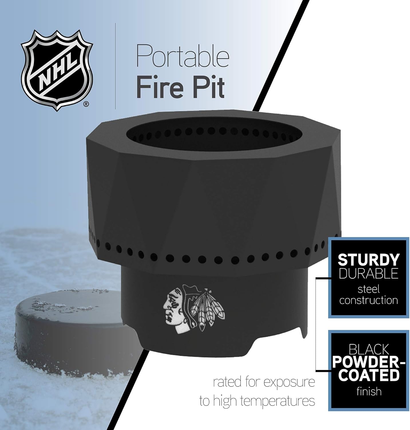 Blue Sky Outdoor Living NHL Philadelphia Flyers Ridge Portable Steel Smokeless Fire Pit with Carrying Bag, Firewood and/or Wood Pellet Burning