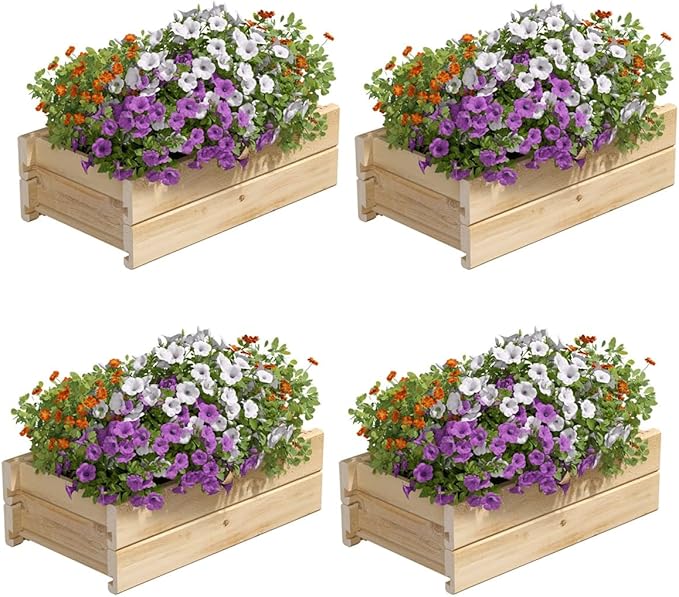 Greenes Fence Cedar Wood Planter Box, 21" x 11" x 7" (4-Pack) - Made in USA with North American Cedar