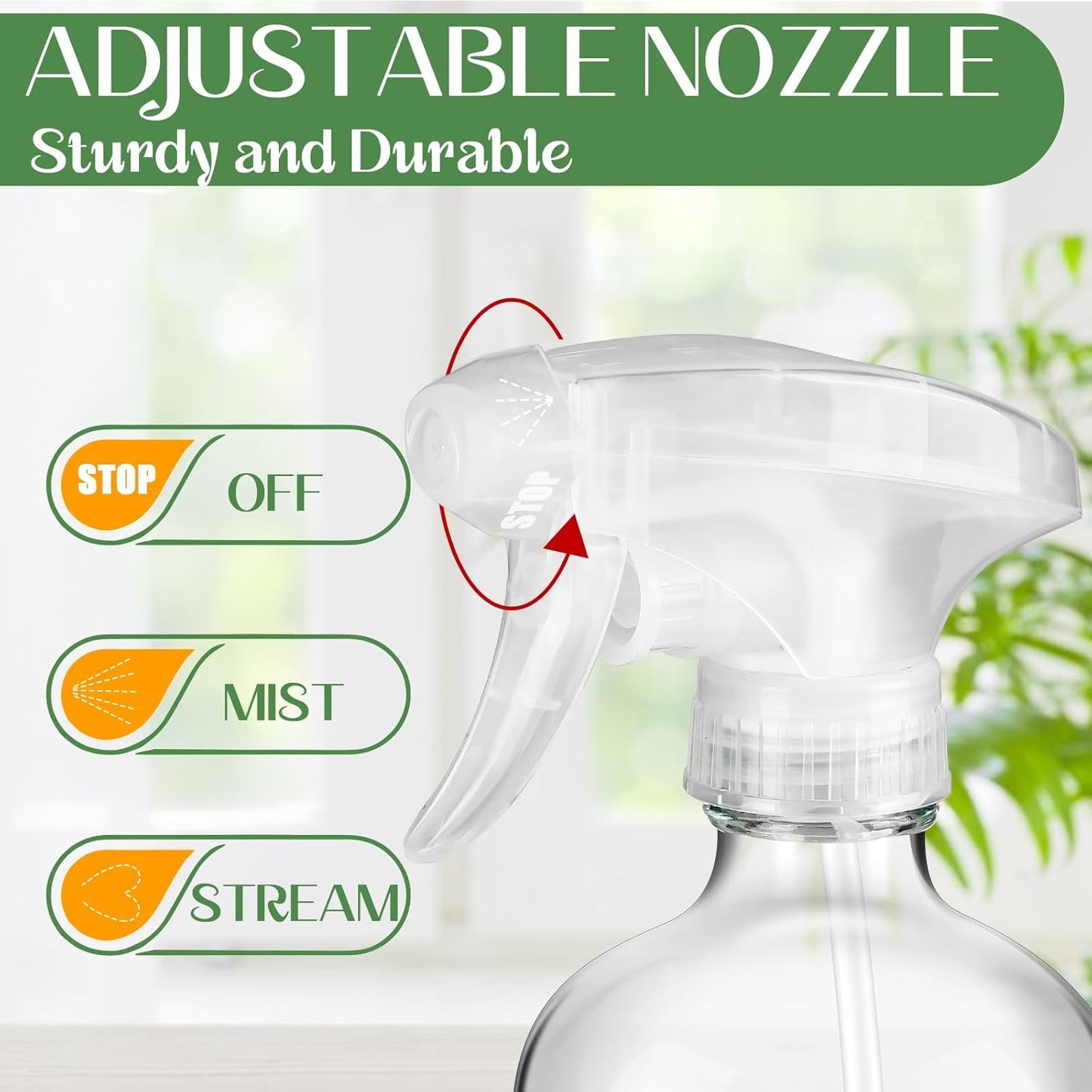 5 PACK/16 OZ Glass Spray Bottles with Upgraded Adjustable Spray Nozzle, Refillable Containers with Silicone Sleeve, Spray Bottle for Hair&Cleaning Solutions&Essential Oils-Pink Blue Gray Black White