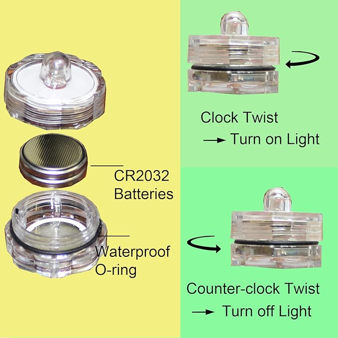 Bright LED Floral Tea Light Submersible Lights for Party Wedding (White, 60 Pack)