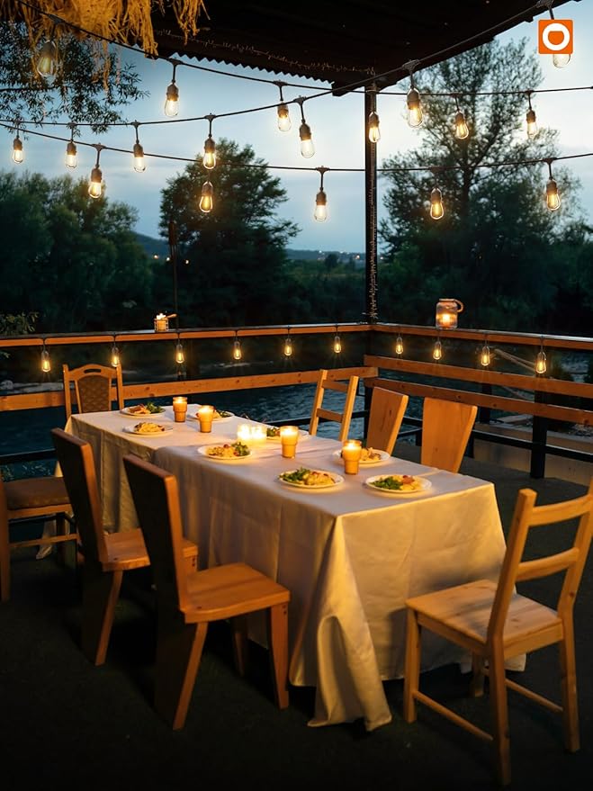 addlon LED Outdoor String Lights 24FT with Edison Vintage Shatterproof Bulbs and Commercial Grade Weatherproof Strand - ETL Listed Heavy-Duty Decorative Cafe, Patio, Market Light