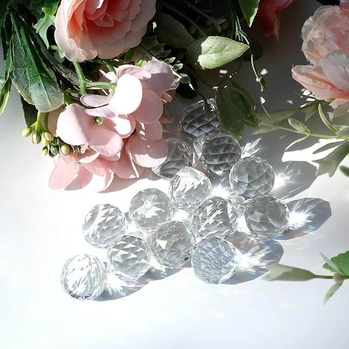 30 Pack Crystal Ball 20 mm Prism Suncatcher Sun Catchers Hanging Crystals Prisms for Windows Gift Feng Shui (Clear)