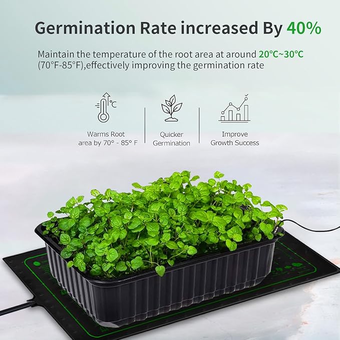 48"x20" Seedling Heat Mat with Digital Thermostat Combo Set,ETL Certified and Durable Waterproof Warm Hydroponic Heat Mat for Germination,Indoor Gardening,Brewing and Greenhouses