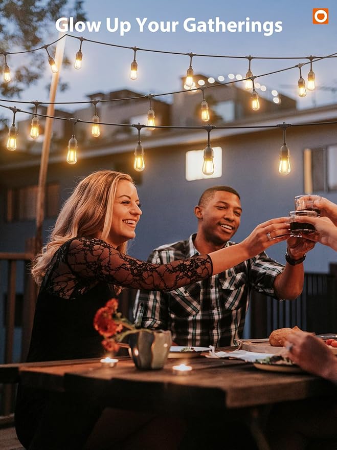 addlon 72FT(36FT*2) LED Outdoor String Lights with Edison Shatterproof Bulbs Commercial Grade Patio Cafe Light, ETL Listed Weatherproof Strand 24 Hanging Sockets for Bistro Backyard