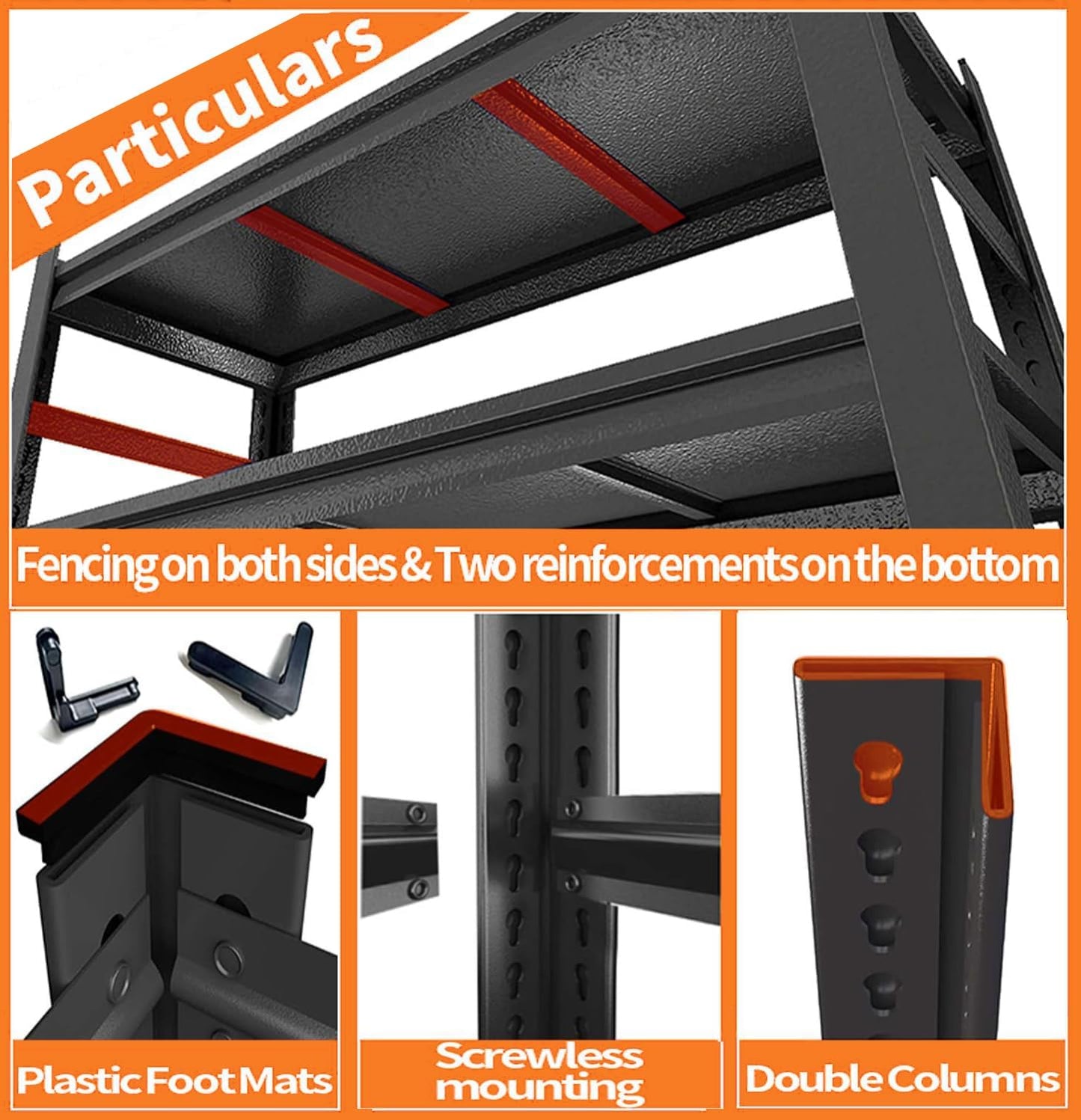 Garage Shelving 3000LBS Storage Shelves 5-Tier Adjustable Metal Shelving Units Garage Storage Shelves Heavy Duty for Industrial, Warehouse, Basement, Commercial, Black