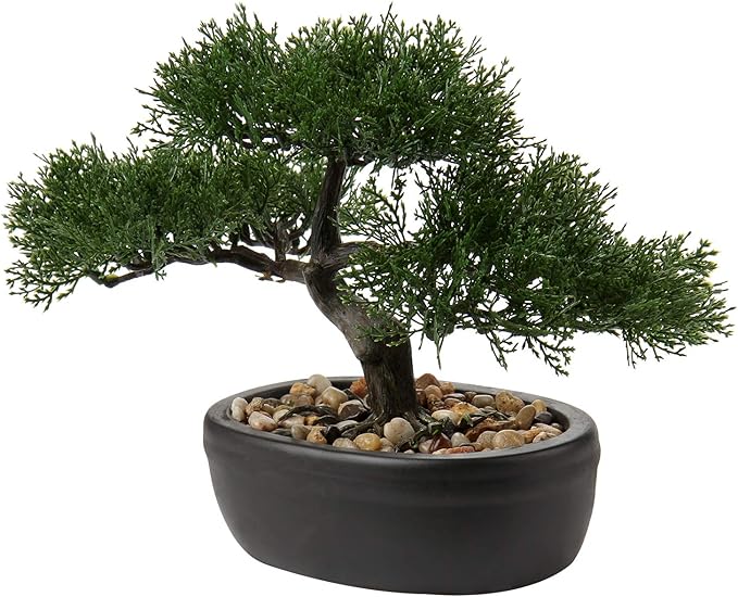 Artificial Bonsai Tree Juniper Faux Plants Indoor Small Fake Plants Decor with Ceramic Pots for Home Table Office Desk Bathroom Shelf Bedroom Living Room Farmhouse Decorations