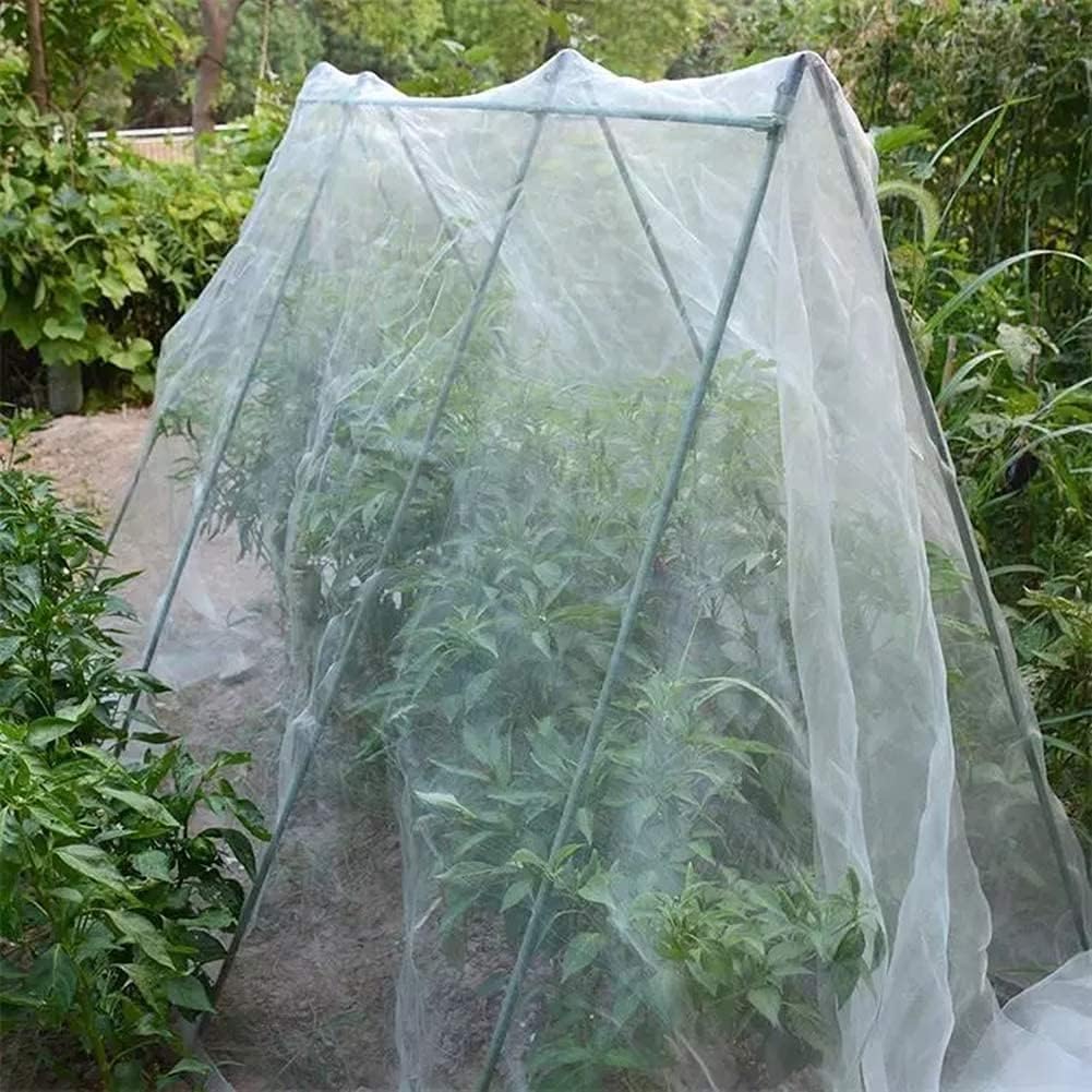 Agfabric Garden Netting 8.2'x32' Insect Pest Barrier Bird Netting for Garden Protection,Row Cover Mesh Netting for Vegetables Fruit Trees and Plants,White