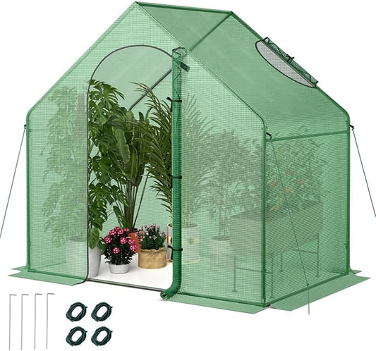 71x40x66 Walk-in Mini Greenhouse Kit for Outdoors with Durable Greenhouse Plastic Cover, 4-Tier Small Green Houses for Outside Gardening & Plant Protection, Portable Indoor Green House
