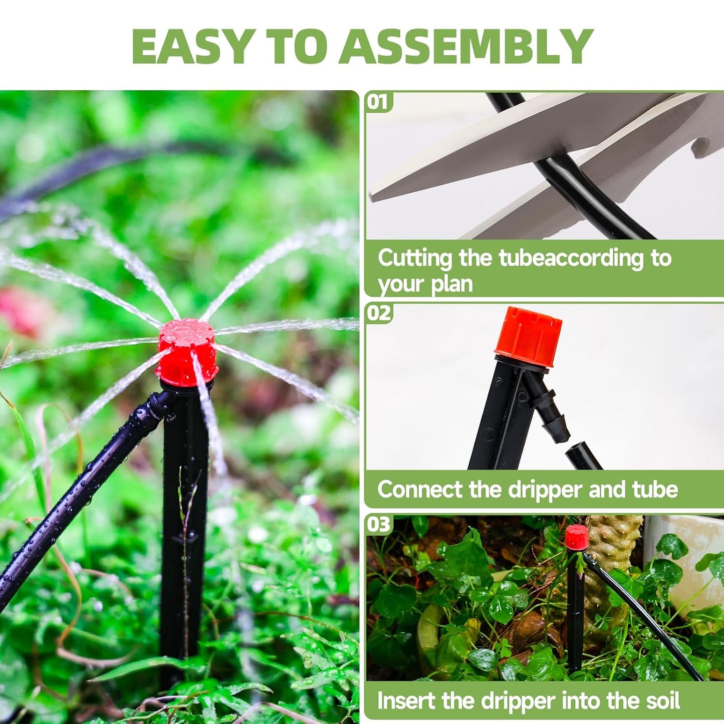 60 Pack Drip Irrigation Emitters Sprays for 1/4 Drip Irrigation Tubing, Irrigation System for Garden (30 Pcs Emitters Vortex + 30 Pcs Emitters Stream)