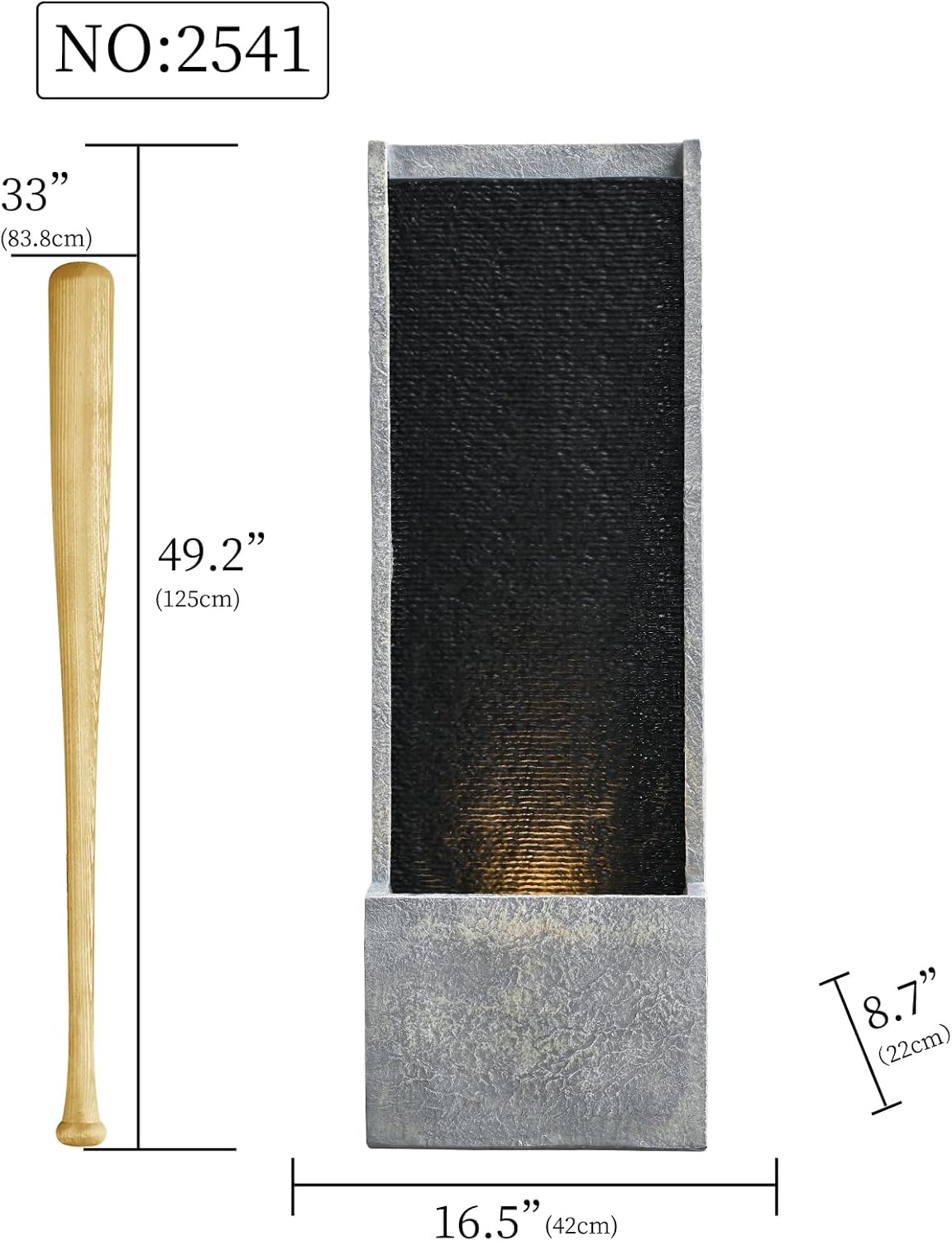 50" Outdoor Fountains and Waterfalls LED - Patio Water Fountains for Outdoor Gardens Backyards Lawns Balconies Landscaping and Outdoor Living Spaces