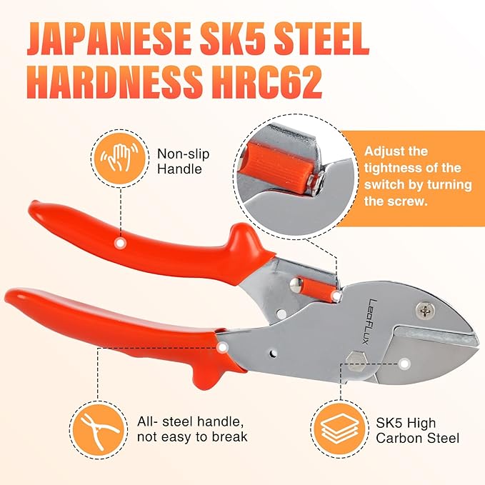 7" Professional Anvil pruner with SK-5 Blades, Best for Dry, Dead Stems & Branches, Plastic, Rubber.Gardening Clipper ，Cut-Multi-Purpose handheld shears for Industry & Crafts|LFXP1107
