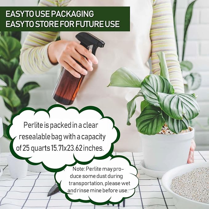 25QT Horticultural Perlite Bulk, Organic Perlite for Plants, Course Perlite for Gardening, for Plants Indoor, for Houseplants, to Promotes Soil Root Growth, and Water Drainage and Plant Growth(3-6mm)