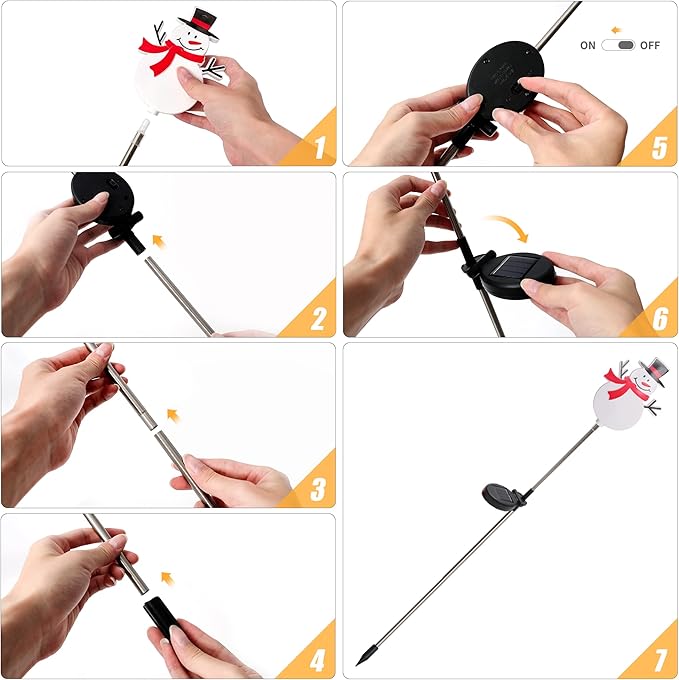 Glintoper 4 Pack Solar Christmas Figurine Lights, Outdoor Lighted Decorative Santa Claus, Snowman, Xmas Tree & Reindeer with Garden Stakes, Warm White LED Lighting Yard Stake for Path Lawn Patio Decor