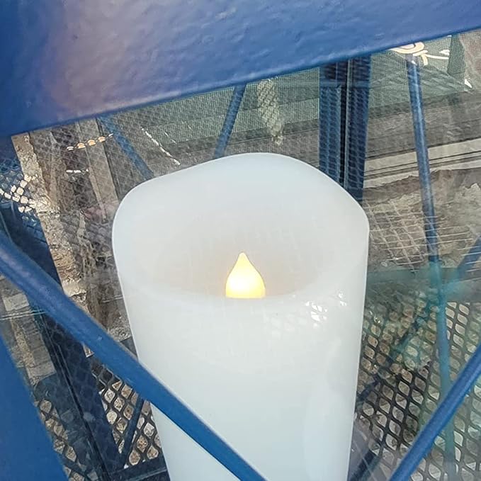 7" Outdoor Battery Operated Candle Waterproof Led Pillar Lights Flickering Flameless Candles with Timer Realistic Fake Electric Pillars for Lantern Garden Wedding Halloween Christmas Decorations,White