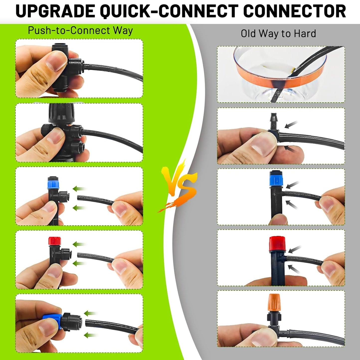 240FT Drip Irrigation System, 2025 Upgraded Quick Connector Irrigation System for Garden, Adjustable Nozzles, Garden Watering System with 1/4" & 1/2" Tubing, Sprinklers for Garden, Greenhouse, Lawn