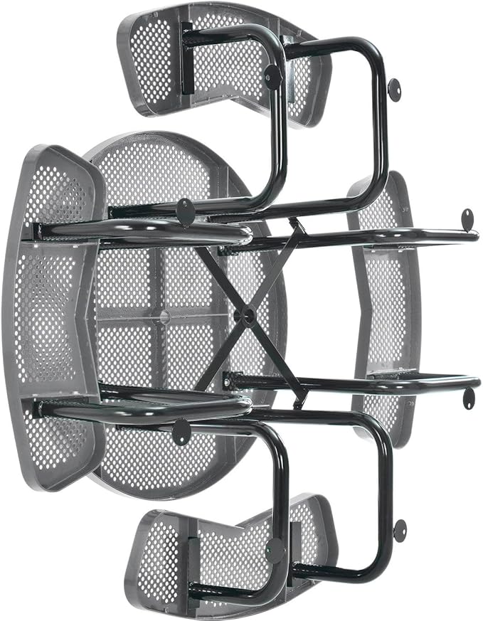 Global Industrial 46" Round Picnic Table, Perforated Metal, Thermoplastic Coating, Attached Benches, 1-1/2” Umbrella Pole Hole, Outdoor-Rated, 1000 lbs Capacity, Gray