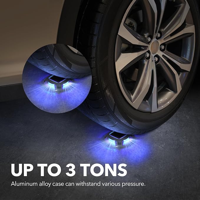 AGPTEK Solar Driveway Lights Outdoor 4 Pack, 2 Color Modes LED Deck Dock Marine Waterproof Security Marker Lights for Step Sidewalk Stair Garden Pathway Walkway Yard(Blue Light/Cool White)