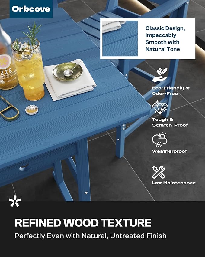 Adirondack Outdoor Bar Table, Durable HDPE Composite, Weather Resistant, Easy to Clean, Perfect for Backyard and Poolside Use, Navy Blue