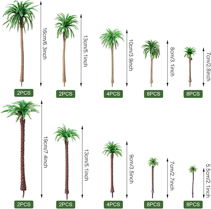 48 Pcs Plastic Model Tree Layout Rainforest Train Palm Tree Model Coconut Palms for Outdoor Garden Decoration