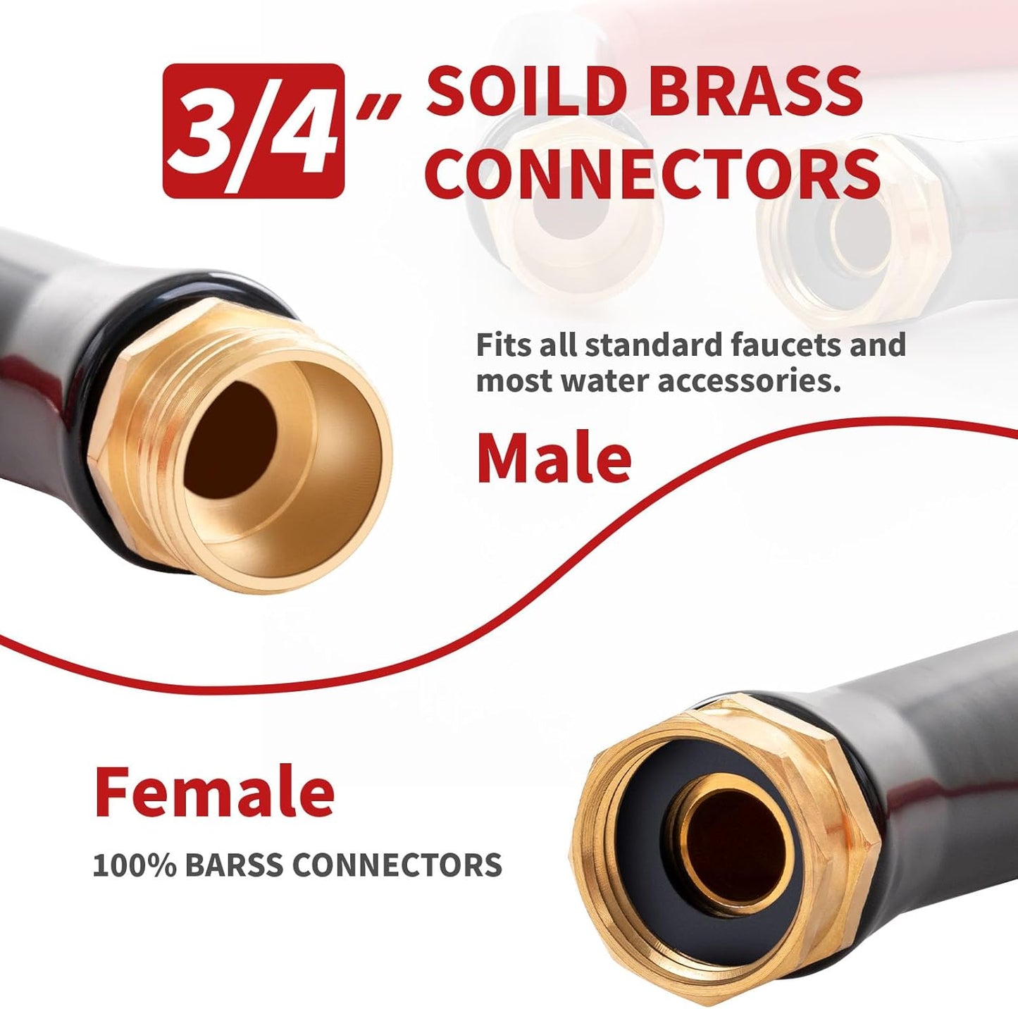 Garden Hose 15 ft x 5/8” Hot Water Hose, -50°F to 190°F,Burst 600Psi Flexible & Lightweight Upgraded Rubber Hoses,3/4” Solid Fittings for All-weather Outdoor Lawn & Garden