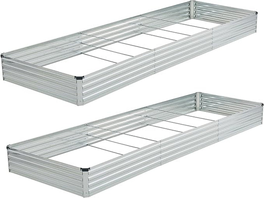 12x4x1ft(2 Pack) Galvanized Raised Garden Bed,Outdoor Planter Box Metal Patio Kit Planting Bed for Vegetables Flowers Herb,Silver