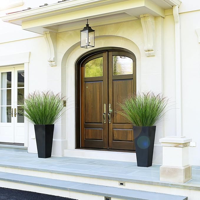 12Pcs Artificial Grass Plants, Faux Shrubs Wheat Grass, Artificial Tall Grass Fake Plants for Outdoor Decor,Artificial Greenery Stems Weed for Room Indoor Home Decor（Green Red Tail）