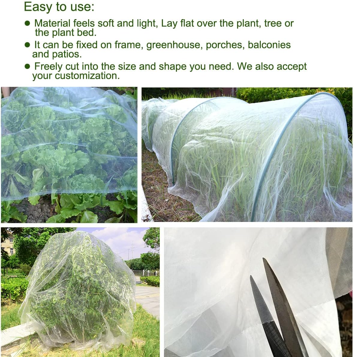 6.5Ft x 10Ft Mosquito Bug Insect Bird Fine Mesh Net Barrier Hunting Blind Garden Screen Netting for Protect Your Plant Fruits Flower