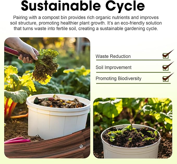 2x2x1ft Round Galvanized Raised Garden Bed Outdoor Metal Planter Box Raised Beds for Gardening,Vegetables,Fruits,Flowers & Herbs (Brown)