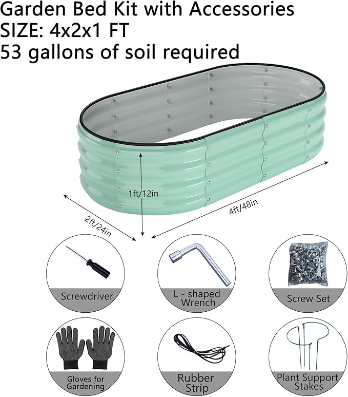Galvanized Metal Planter Raised Garden Bed Kit for Gardening Outdoor，4x2x1ft 2 Planter Grow Garden Box Raised Flower Bed，Long Vegetable Clearance Herb Raised Garden Beds for Container Gardening