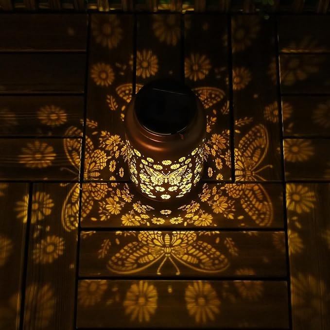 2 Pack Butterfly Solar Lanterns Outdoor Waterproof - Hanging Butterflies Solar Lights Garden Decor, Birthday Gifts for Women, Mom, Mothers Day Gifts, Outdoor Decor for Patio, Yard