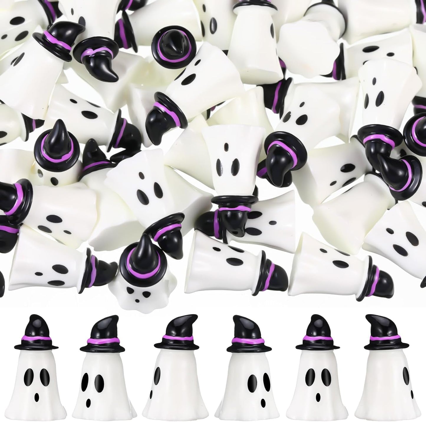 50 Pcs Mini Halloween Miniatures Figurines Resin Tiny Resin Figures Ornaments for Halloween Party Outdoor Home Garden Decoration (Witch Hat)