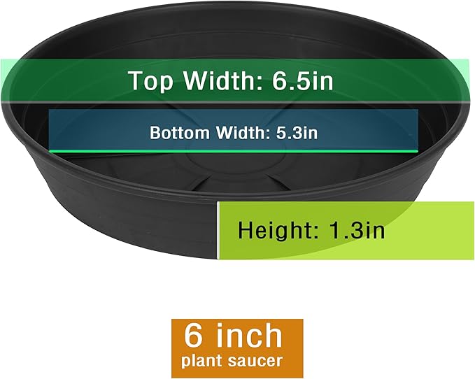 4 Packs 6 Inches Plant Saucer Drip Trays, Round Plastic Plant Pot Saucers Flower Pot Tray for Indoor Outdoor