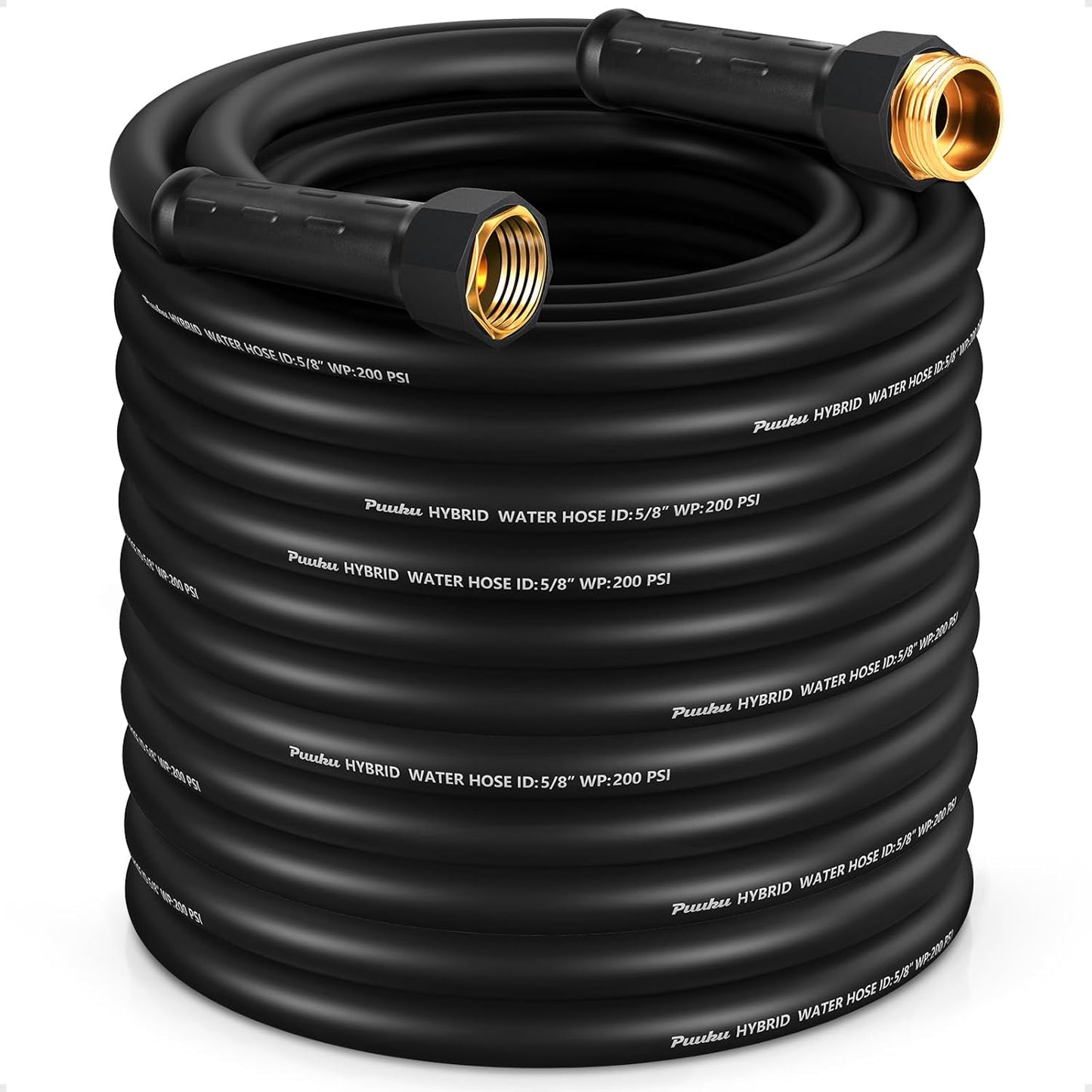 Garden Hose 100ft x 5/8", NON-EXPANDABLE Heavy Duty Premium Flexible Water Hose, No Kink, Leakproof, Lightweight Hybrid Hose with Male to Female Fittings for Household、Backyard